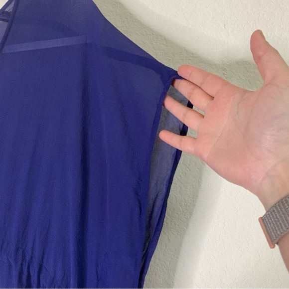 Eileen Fisher Womens Blue 100% silk sheer georgette SS dress S - Picture 7 of 8